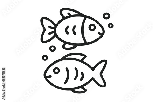 Two cute cartoon fish swimming with bubbles
