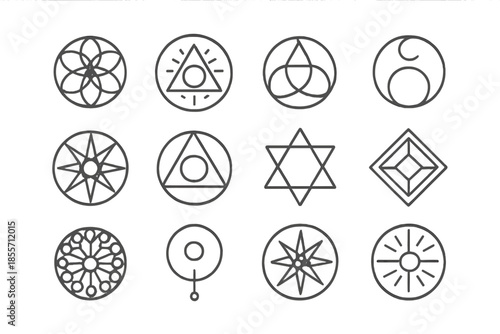 Collection of Mystical and Esoteric Symbols on Gradient Background