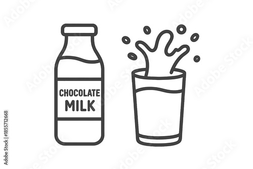 Chocolate Milk Bottle and Splash in Glass Icon