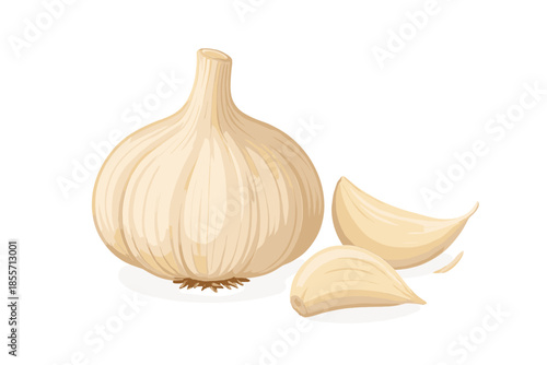 A Glowing Garlic Bulb with Cloves on a Dark Background