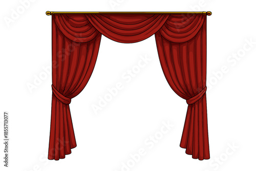 Red Stage Curtains with Golden Rod