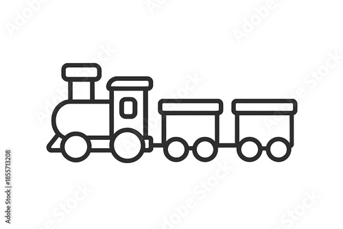 Simple outline train icon on gray background