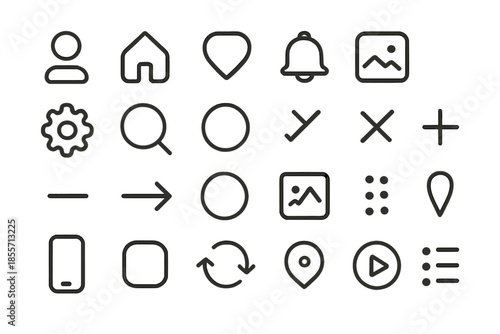 Collection of outline icons on a gradient gold background