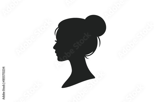 Silhouette of a Woman's Head with Hair Bun