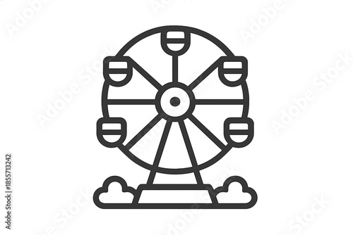 Ferris Wheel Icon on Grey Gradient Background