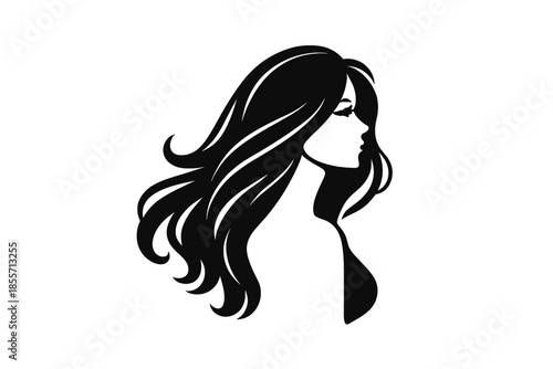 Silhouette of a Woman with Flowing Hair