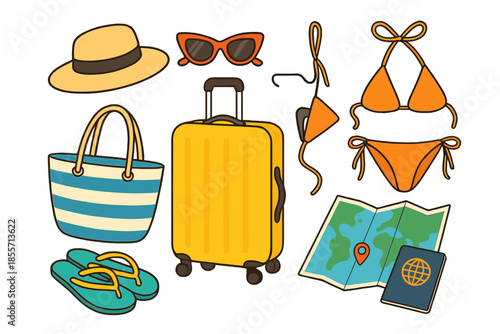 Summer Vacation Essentials Flat Lay