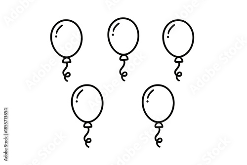 Five outline balloons on a gradient background