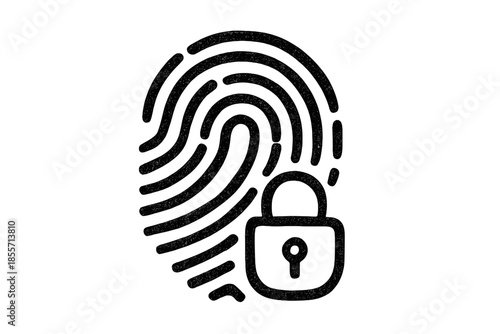 Fingerprint and Padlock Security Icon