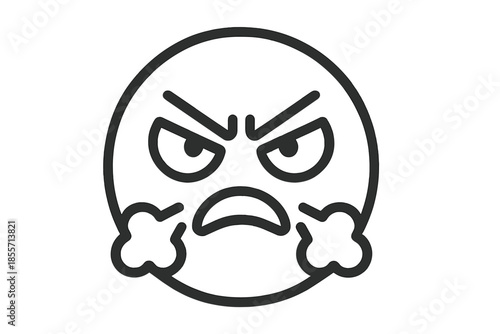Angry Emoji Icon with Steam Coming Out of Nose