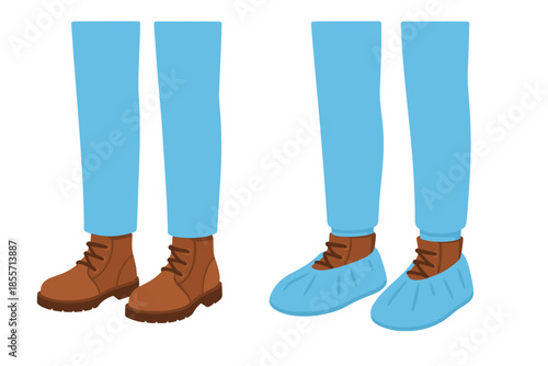 Comparison of normal shoes vs. shoe covers