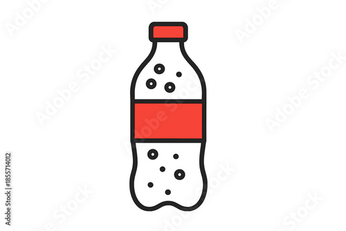 Icon of a soda bottle with red accents