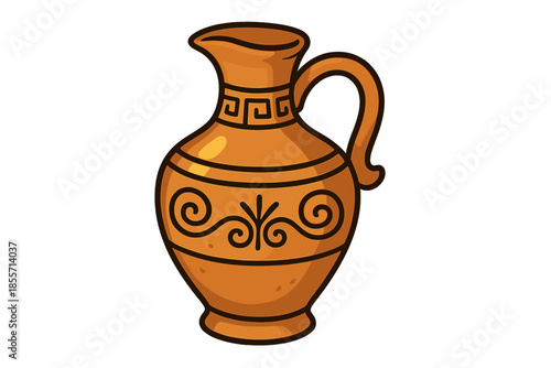 Ancient Greek Amphora with Geometric and Swirl Patterns