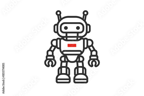 Cute Robot with Glowing Red Chest Light