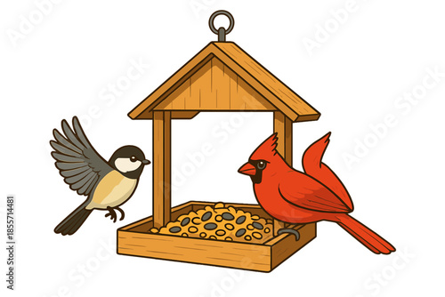 Two Birds at a Bird Feeder