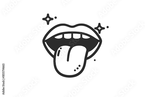 Stylized mouth with tongue sticking out icon