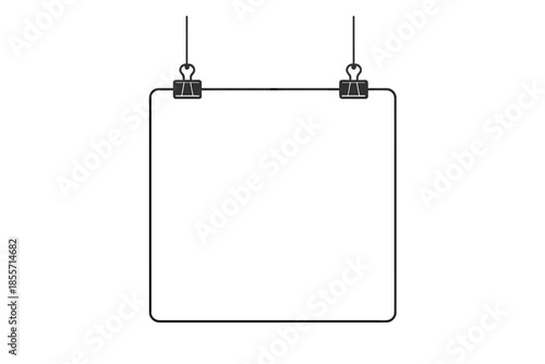 Blank Square Poster Held by Binder Clips