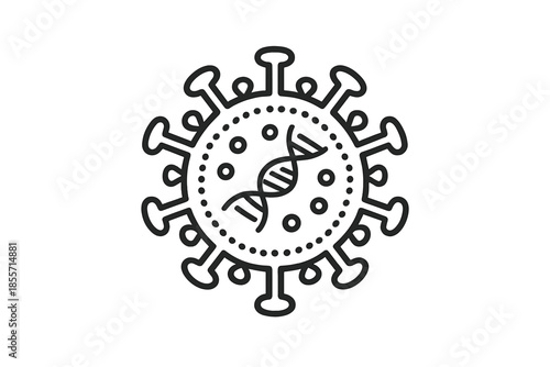 Coronavirus Icon with DNA Strand
