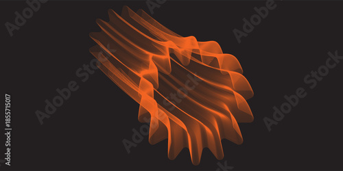 Abstract Twisted Design Isolated On Black Background, 3d rendering