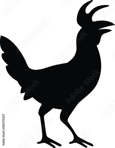 Profile View of a Distinctive Farmyard Chicken with Raised Comb and Open Beak