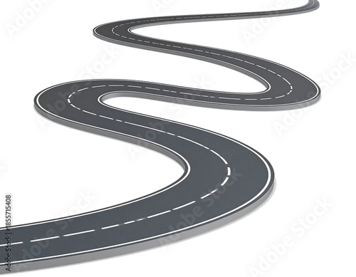 Winding grey road with white lines, path to journey's destination