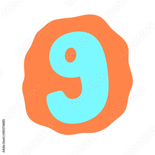number. nine. sign icon. maths. mathematics. doodle. color. cute. kid. child. colorful alphabet. cute alphabet. rainbow alphabet. cute letters. alphabet emoji. alphabet letter. 9. cartoon.