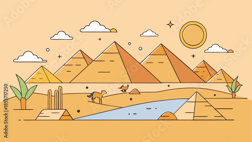 Vibrant cartoon desert landscape with towering red rock formations under a bright blue sky