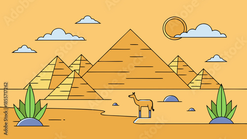 Vibrant cartoon desert landscape with towering red rock formations under a bright blue sky