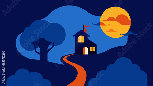 Vibrant cartoon desert landscape with towering red rock formations under a bright blue sky