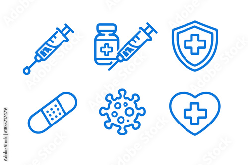 Medical Icons with Blue Neon Glow on Black Background