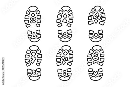 Footprint Tread Pattern Samples on Gray Background