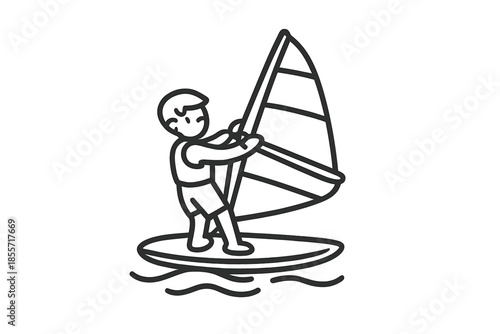 Windsurfing icon with a person on a board and a sail