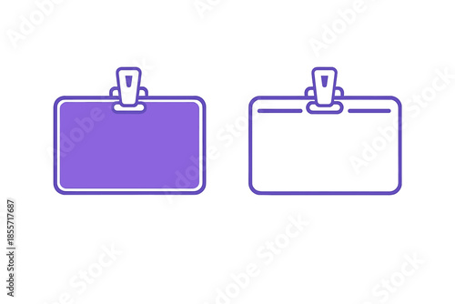 Two blank rectangular badges with clips