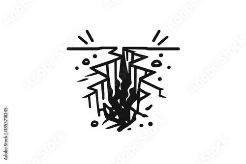 Abstract crack in the ground with flames