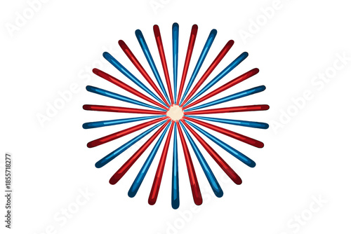 Radial Burst of Red and Blue Neon Lights