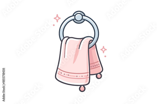 Clean pink towel hanging on a silver ring