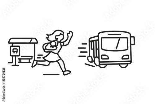 Person running to catch a bus