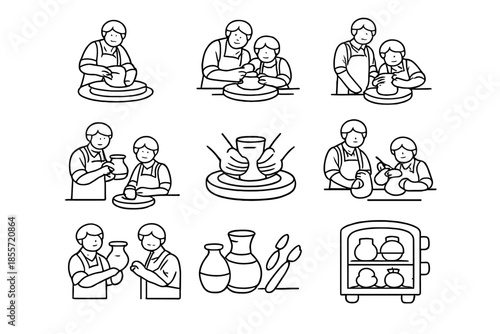 Pottery Making Icons Set