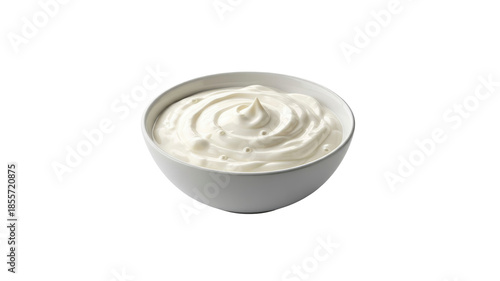 Bowl of plain yogurt with small white pearls