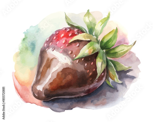 Watercolor Chocolate Covered Strawberries  illustration isolated on white background
