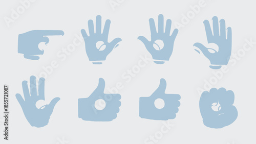 Set of various hand gesture icons showing different signs and signals.
