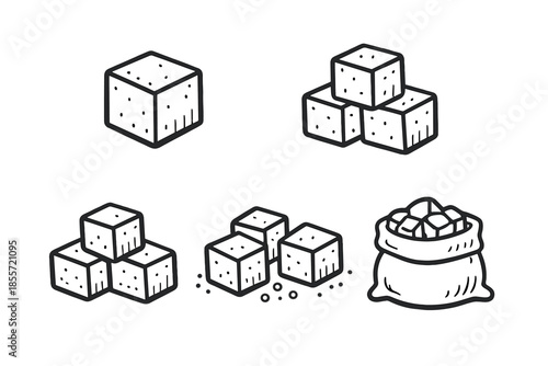 Doodle style sugar cubes and bag