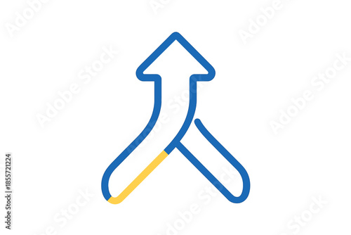 Abstract Blue Arrow Merging with Yellow Accent