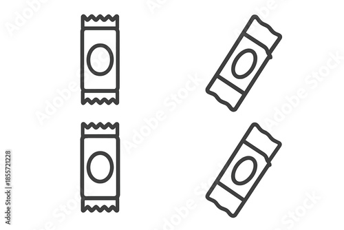 Chocolate bar and candy wrapper line icon set