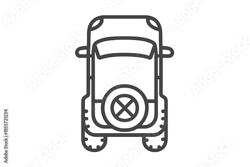 Off-road vehicle top view line icon
