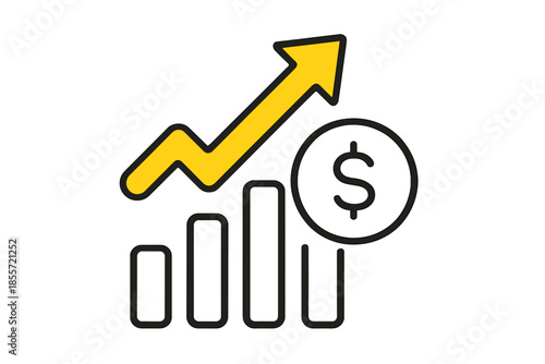 Financial Growth Concept with Upward Arrow and Dollar Coin