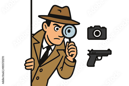 Detective Inspecting with Magnifying Glass