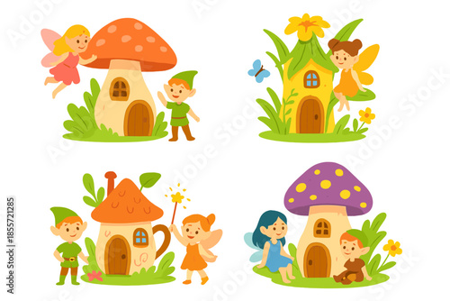 Whimsical Fairy and Elf Homes in a Magical Forest