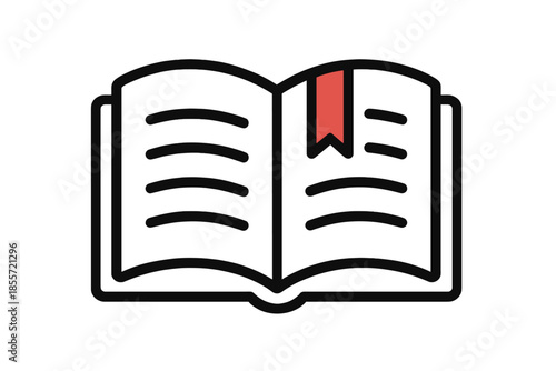 Open book icon with red bookmark