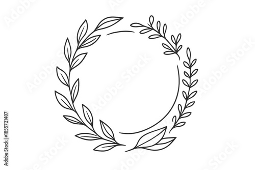 Wreath of leaves on a gray background